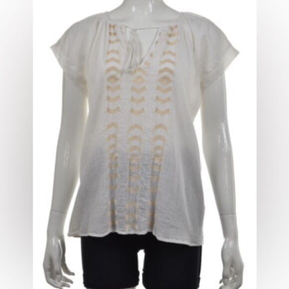 J. Crew White and Cream Embroidered Blouse size M - Picture 1 of 4